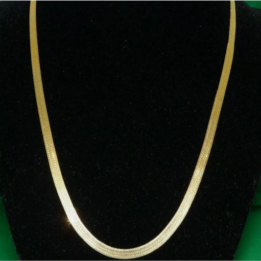 14kt stamped gold‎ bonded chain herringbone necklace 24 inch length masculine