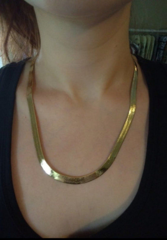 18k stamped gold bonded Thick herringbone chain necklace