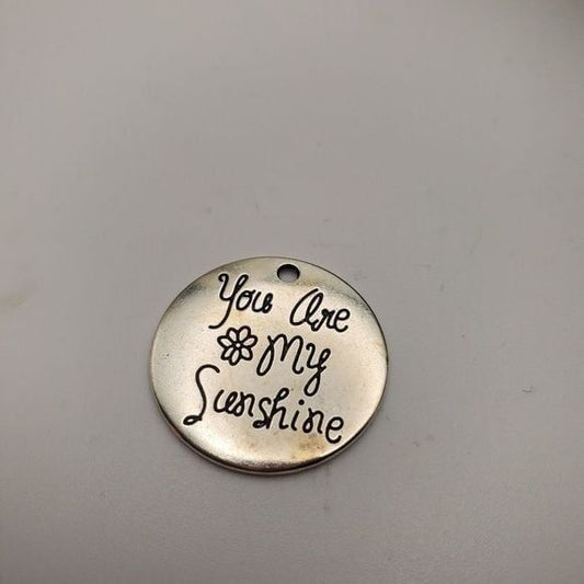 You are my sunshine silver tone‎ round necklace pendant