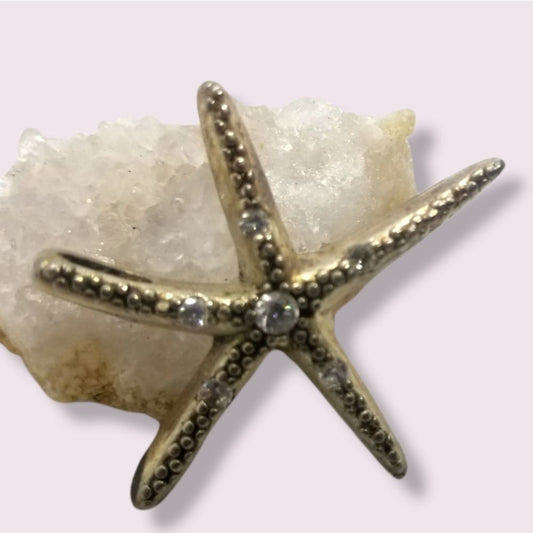 ❤️Pure Sterling silver 925 real diamonds starfish‎ necklace pendant