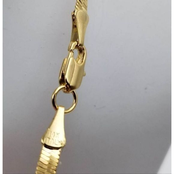 14k stamp Italian herringbone chain necklace unisex masculine or feminine