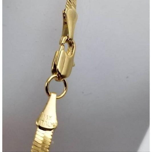 14k stamp Italian herringbone chain necklace unisex masculine or feminine