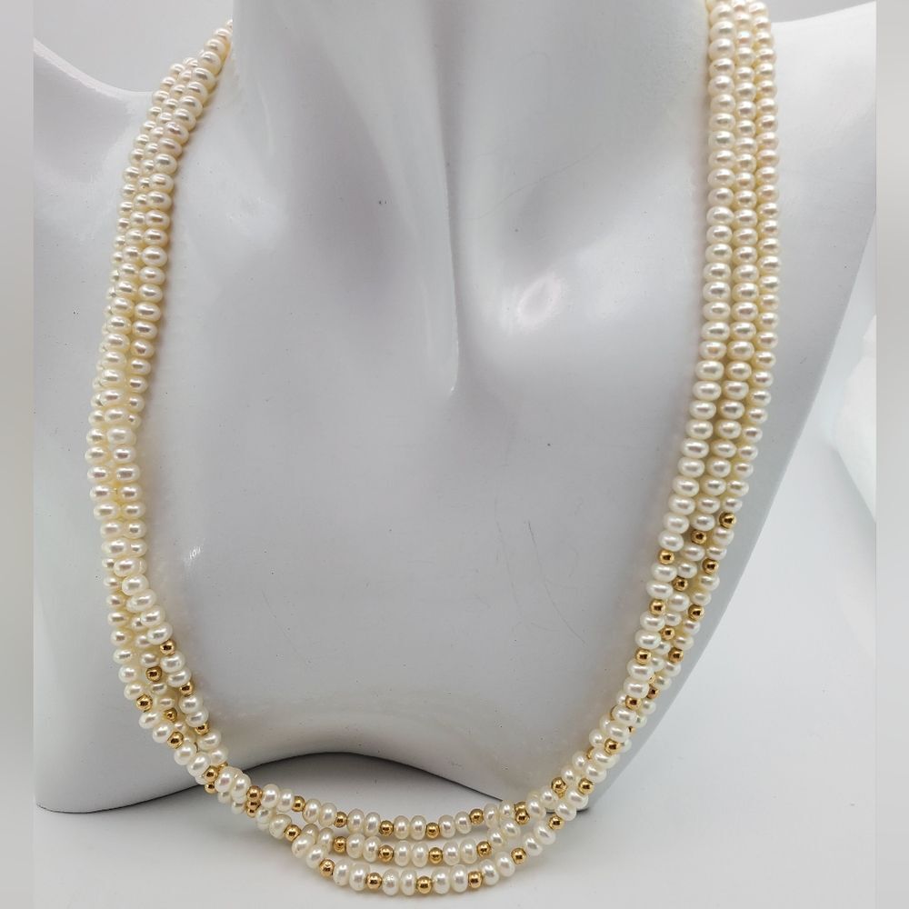 14k gold solid pearl and gold ball necklace‎ retails $8000+ earths essence N0503