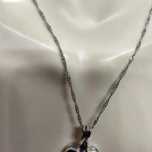 ❤️18k white gold plated sea turtle with authentic pearl caged pendant necklace‎