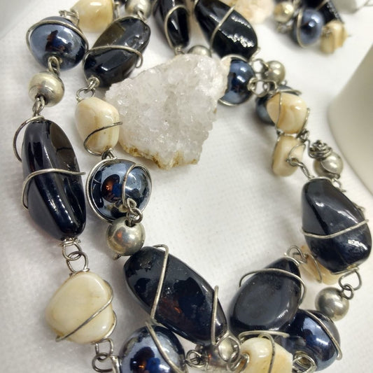 ❤Precious stone sterling silver wire wrapped handcrafted necklace Blue tiger eye
