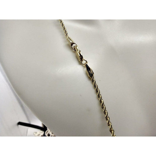 14kt Italy stamped gold Bonded rope necklace unisex men or women masculine