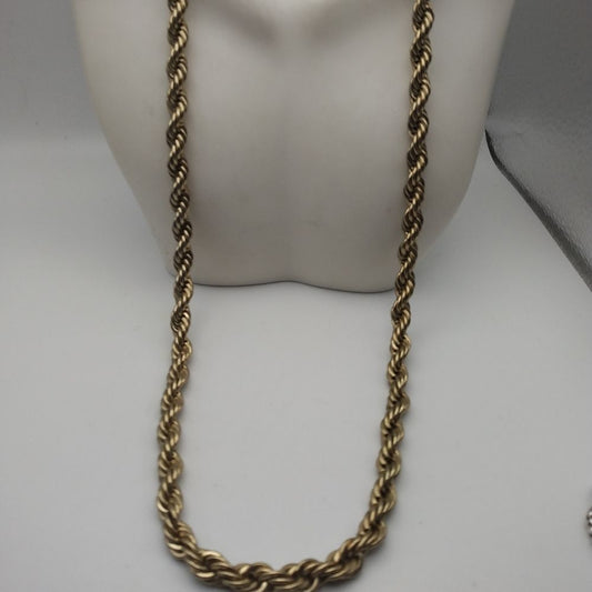 14k stamped estate rope chain necklace gold Bonded luxury styled unisex