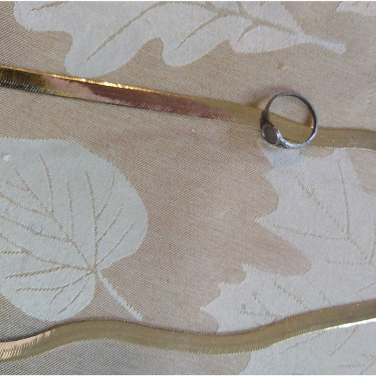 ❤️18kt stamped‎ Thick herringbone gold Bonded necklace 30 inch