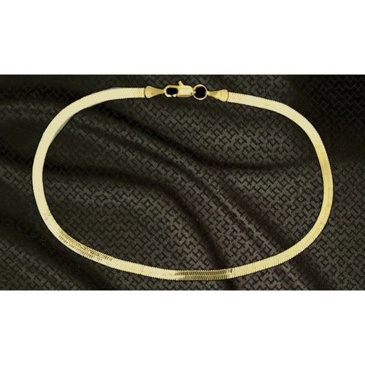 14kt Italy stamped gold Bonded herringbone anklet