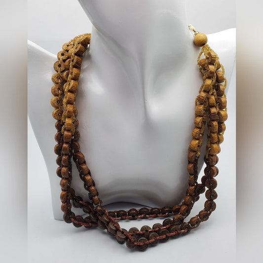 Wooden ombre heishi spacer ritual necklace N2138‎