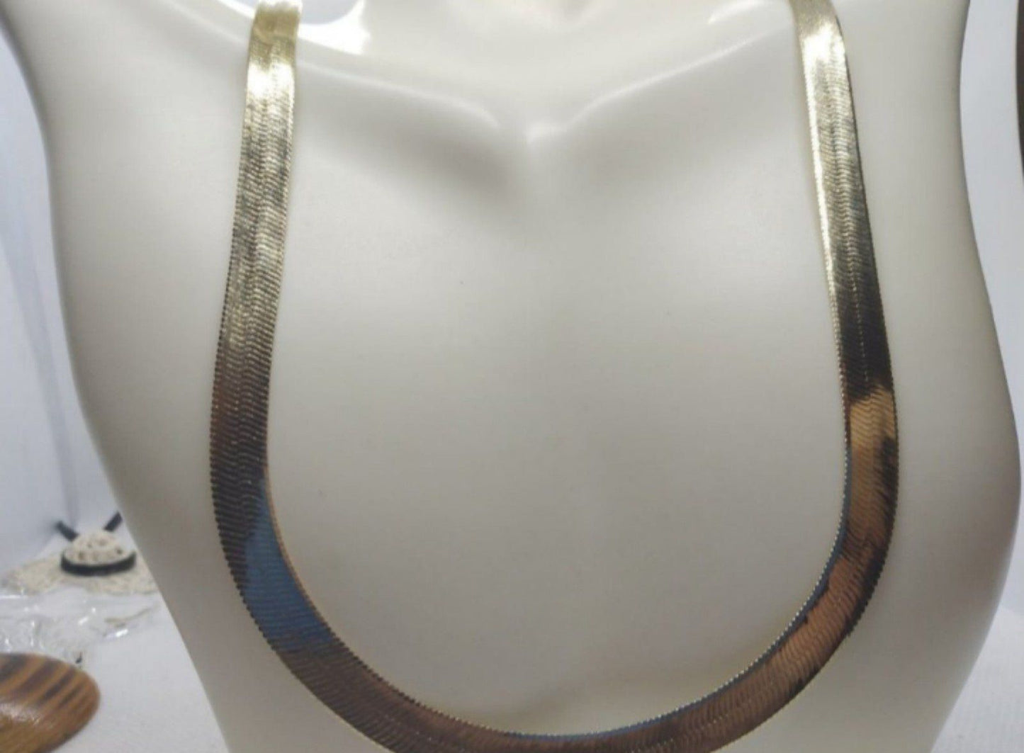 18k stamped gold bonded Thick herringbone chain necklace