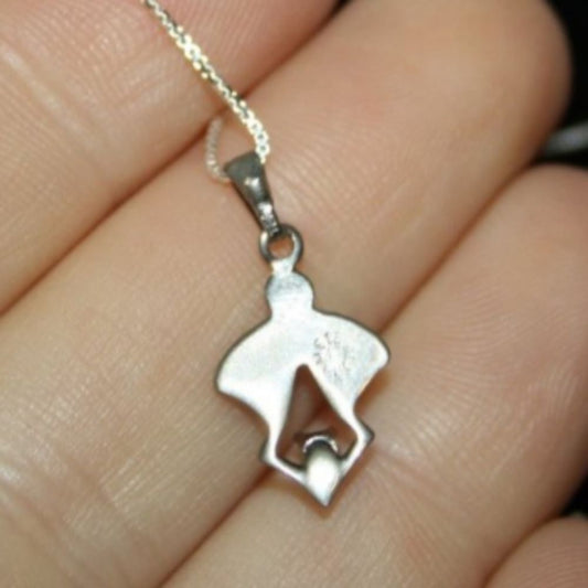 ❤️Natural diamond clear in sterling setting and sterling chain‎ necklace