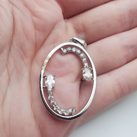 Sterling silver gm crystals‎ Italian sourced necklace pendant needs cleaning