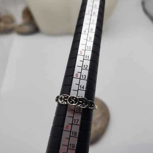 Yin and yang peace silver tone ring size 7