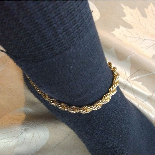 14kt Italy stamped gold Bonded Thick rope chain anklet