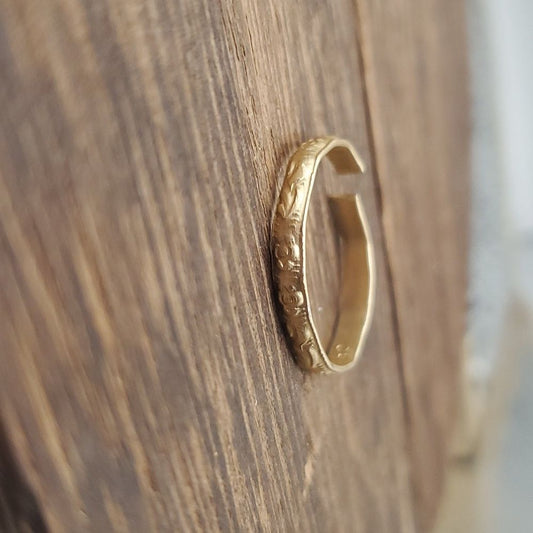 14k‎ gold Victorian floral ring adjustable band R504