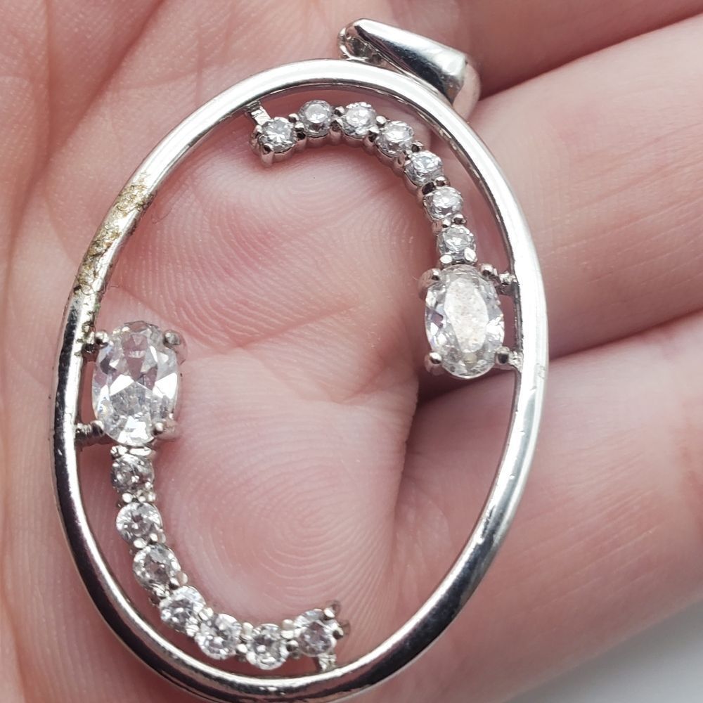 Sterling silver gm crystals‎ Italian sourced necklace pendant needs cleaning