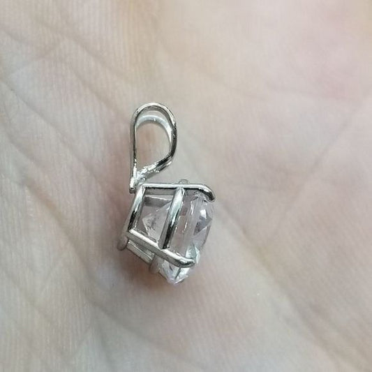 14kt stamped white gold 1 ct moissanite princess diamond necklace pendant