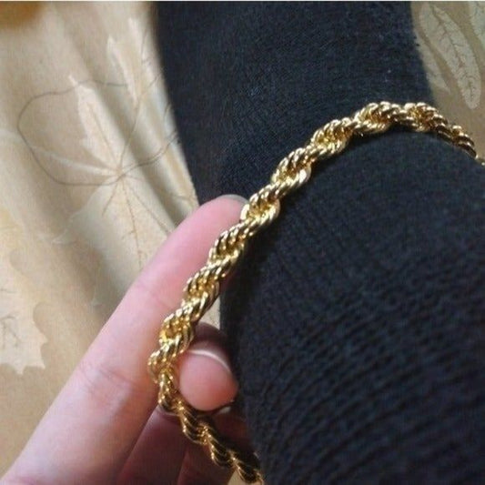 14kt stamped gold Thick rope chain anklet 10.5 in unisex hip hop trend